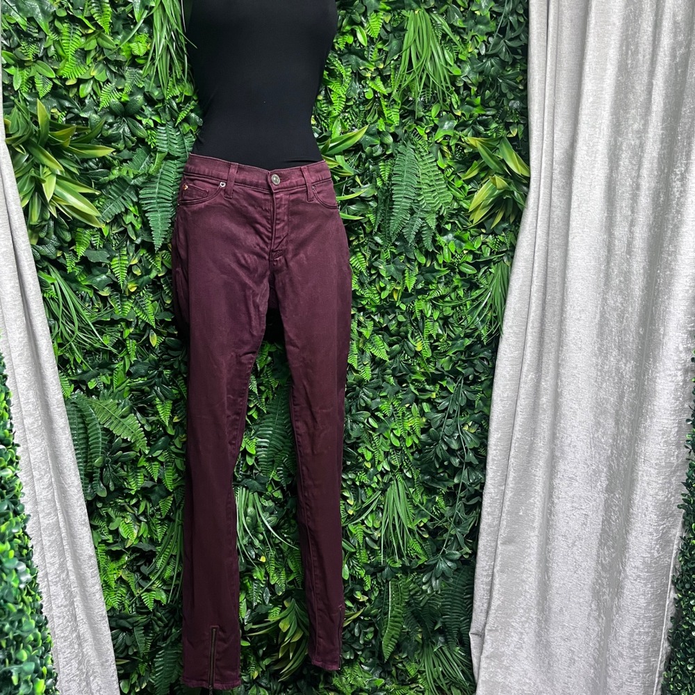 Hudson Jeans Size 29 Burgundy Juliette Refine Super Skinny Zipper Ankle 3436 - Picture 11 of 12